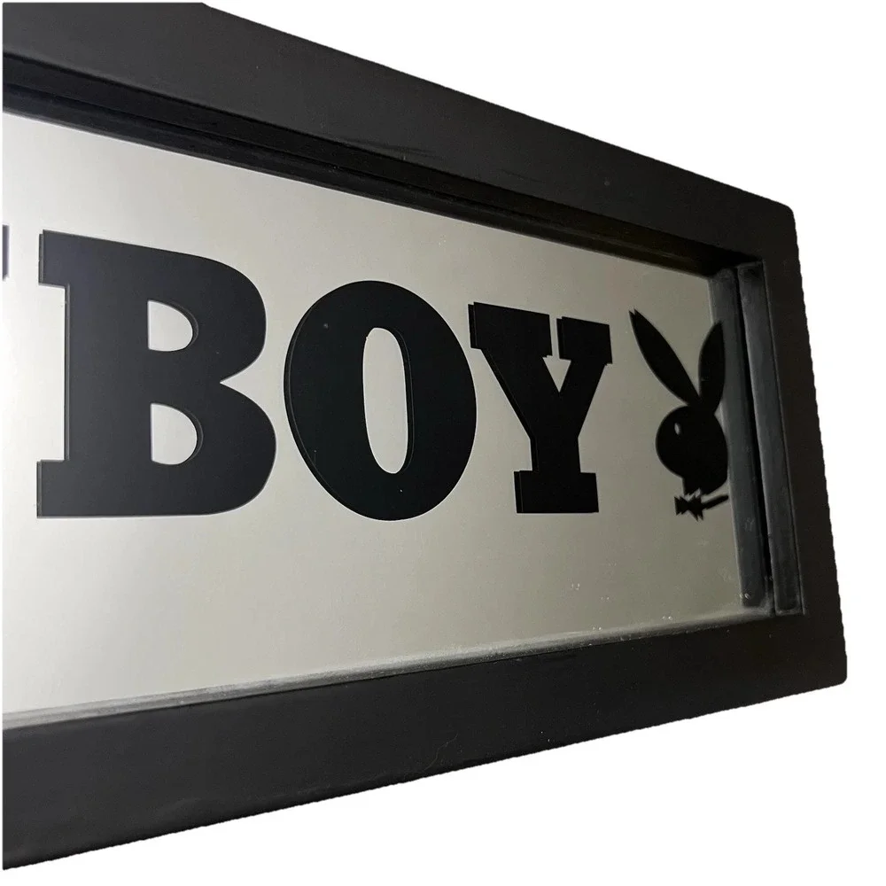2005 Playboy Bunny Bar Mirror Licensed Rabbit Head Wall Decor Y2K Black 18x6